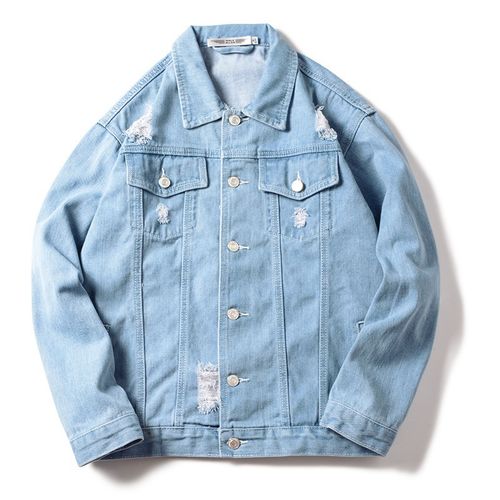 Denim Jacket Korean Casual Jacket Youth Trend Hooded Couple-Light Blue-Lamttas